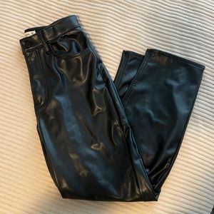 Abercrombie Vegan Leather Black Ankle Straight Pants size 27